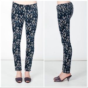 Rag & Bone | Navy Patterned Corduroy Skinny Pants
